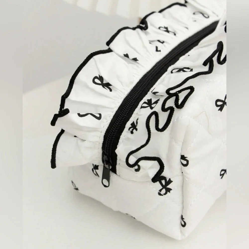 Makeup Cosmetics Toiletries Bag with Cute Bows and Ruffles - Picture 5 of 6